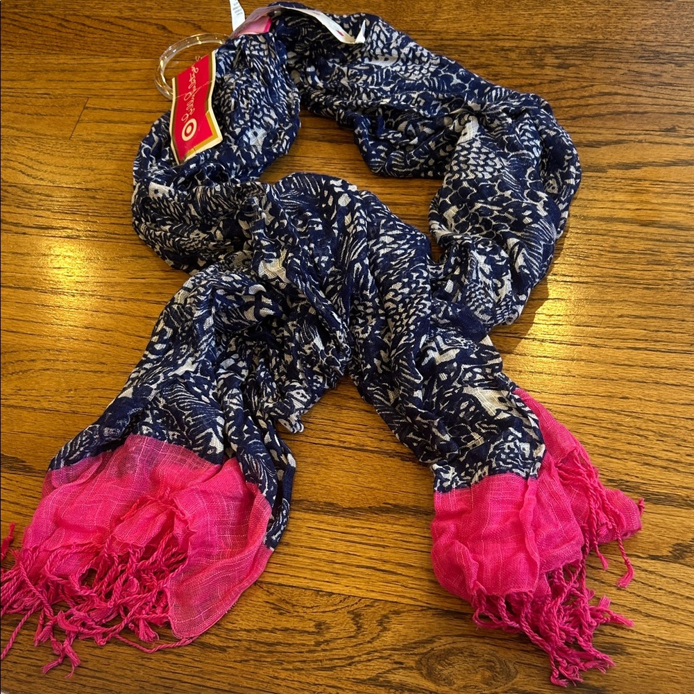 Vintage Lilly Pulitzer Blue Pink Scarf